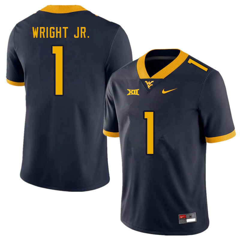 Men #1 Winston Wright Jr. West Virginia Mountaineers College Football Jerseys Sale-Navy - Click Image to Close